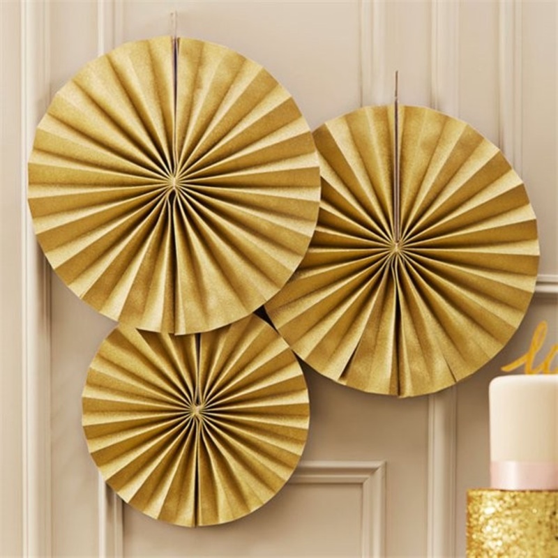 3 golden paper rosettes Angelina