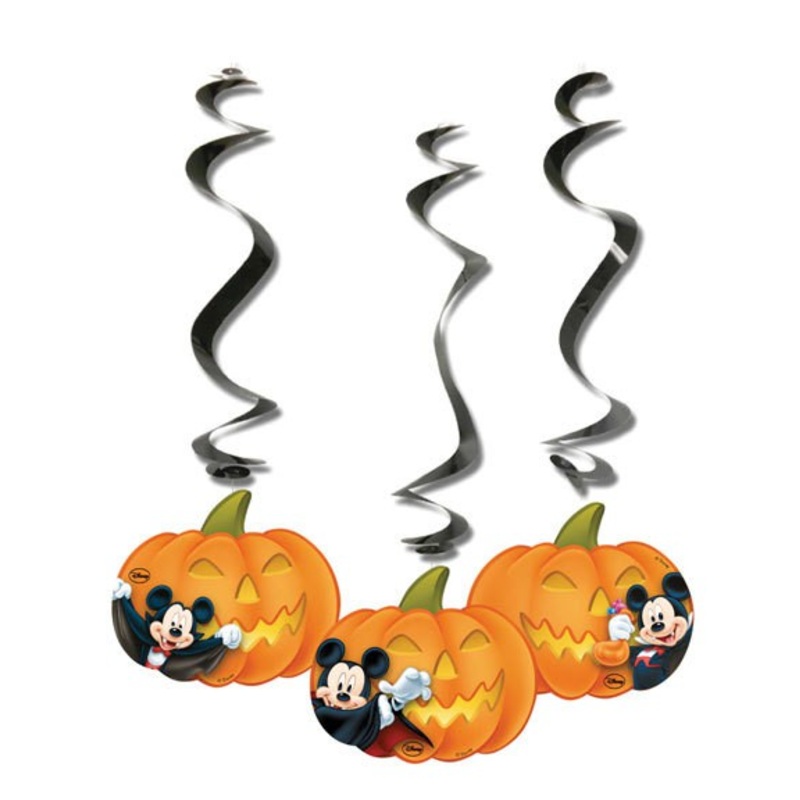 3 Mickey Mouse Halloween spiral hangers 70cm