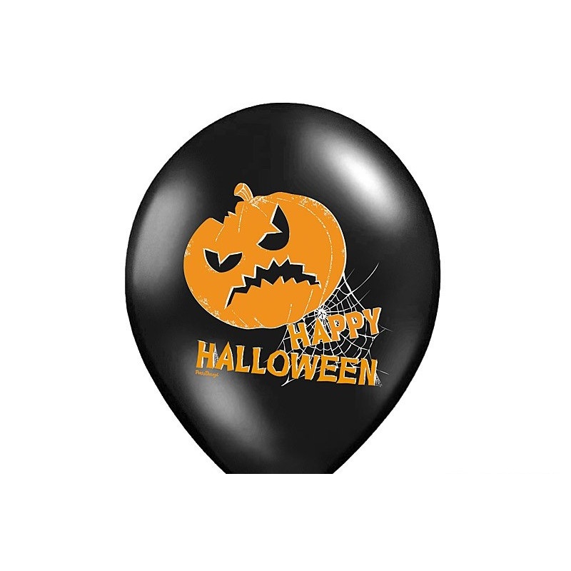 6 Happy Halloween pumpkin latex balloons 30cm