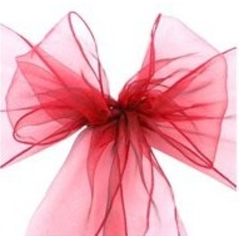 6 red organza chair bows 3m x 22cm