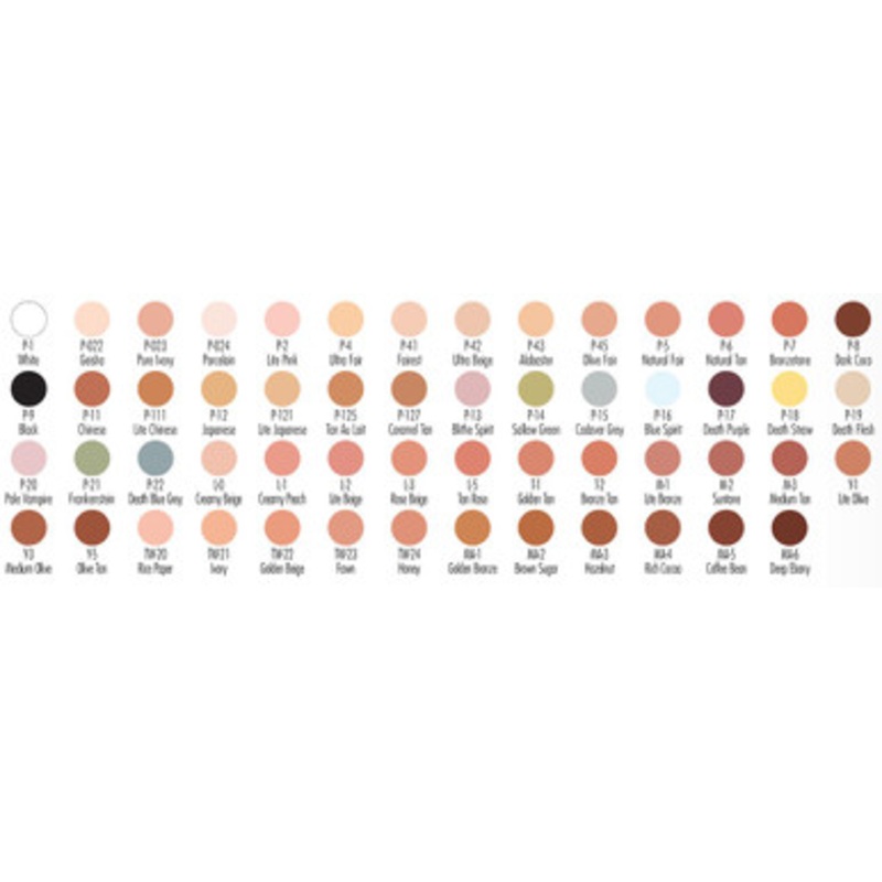 Creme Foundations White|White|Geisha|Pure Ivory|Porcelain|Lite Pink|Ultra Fair|Fairest|Ultra Beige|Alabaster|Olive Fair|Natural Fair|Natural Tan|Bronzetone|Dark Coco|Black|Chinese|Lite Chinese|Japanese|Lite Japanese|Tan Au Lait|Caramel Tan|Blithe Spirit|S