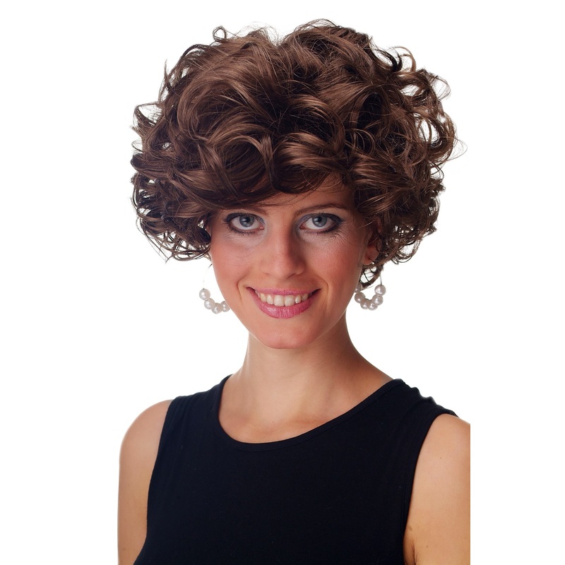 Lady Man Wig short curled wild parted voluminous medium brown GFW963