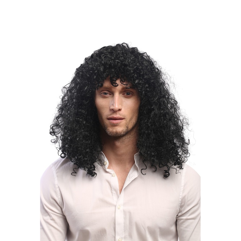 Man Lady Party Wig Brazilian Soccer Player Mullet wild curls black long 70474
