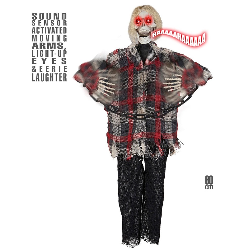 Terrifying deco skeleton scarecrow 60cm
