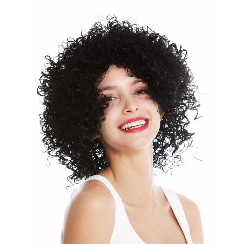 Women’s wig short voluminous frizzy curly curls curled black VK-11