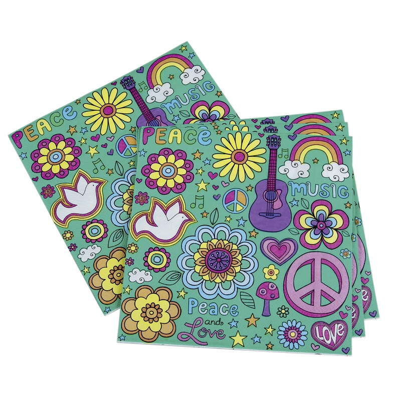 20 Flower Power Party napkins 33cm
