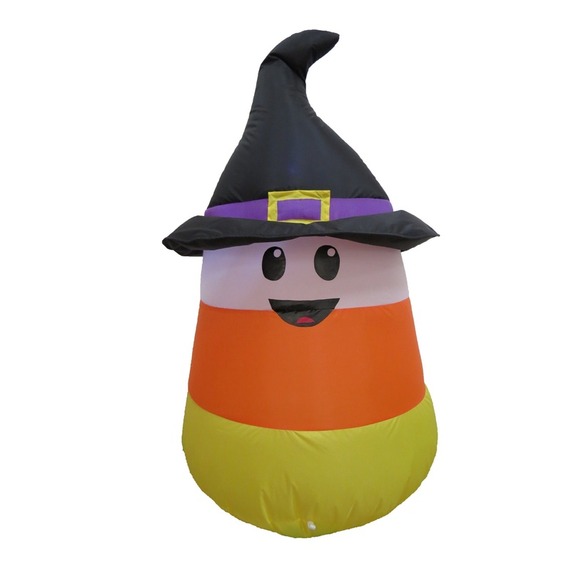 3.5FT Halloween Inflatable Corn with Wizard Hat LED Lights Outdoor Indoor Holiday Decorations