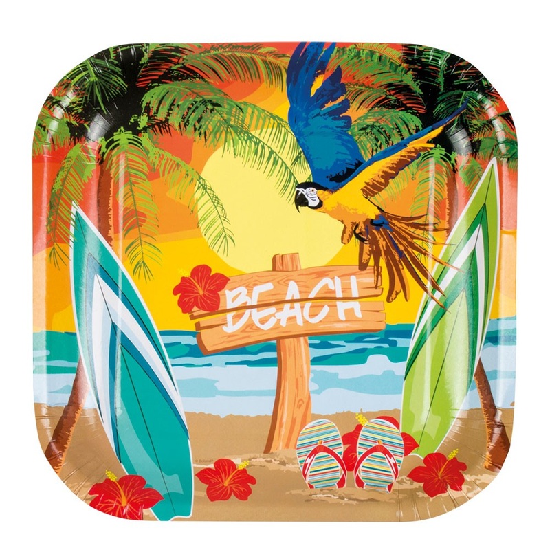 6 Paper Plates Hawaiian Theme