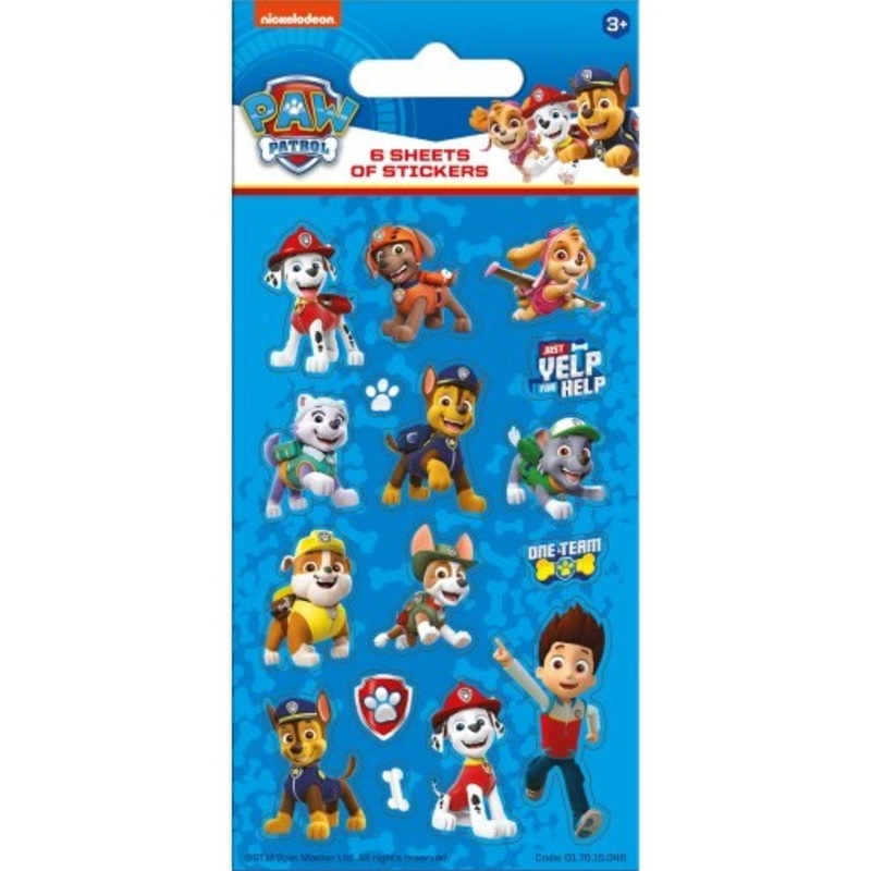 6 Paw Patrol Friends sticker sheets