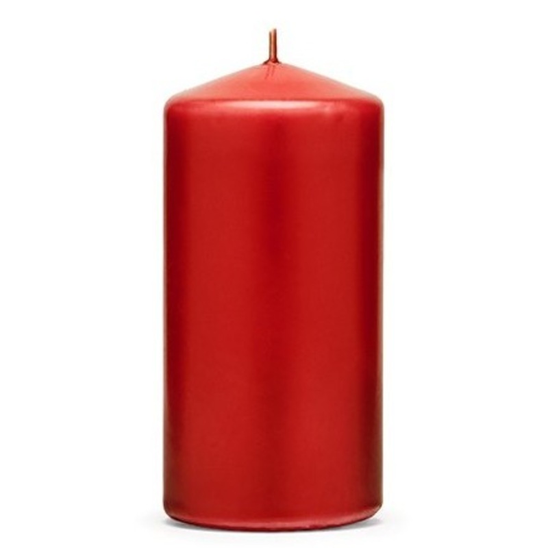6 pillar candles Rio red 12cm