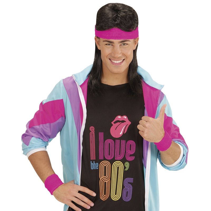 80’s Neon Pink sweatband set