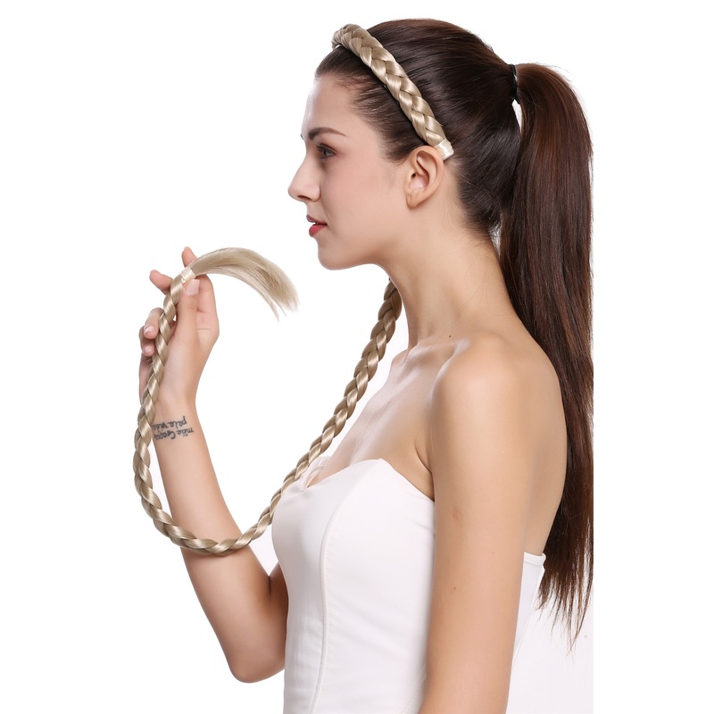 Hairpiece braid plaited braided with Alice band circlet very long blonde N1038