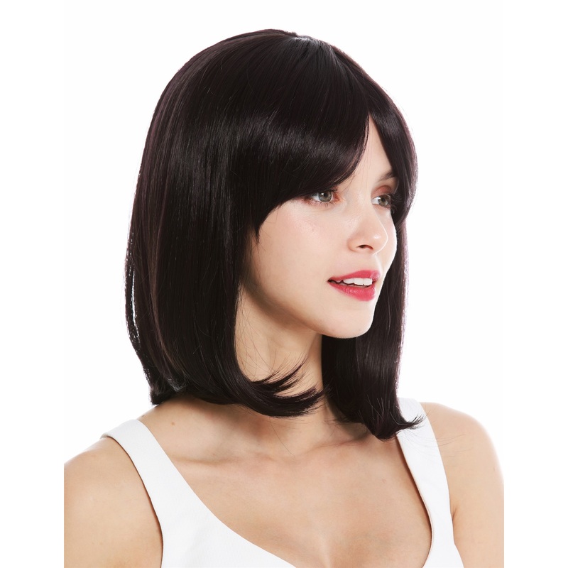Lady wig shoulder length longbob sleek Balayage brown violet highlights VK-3