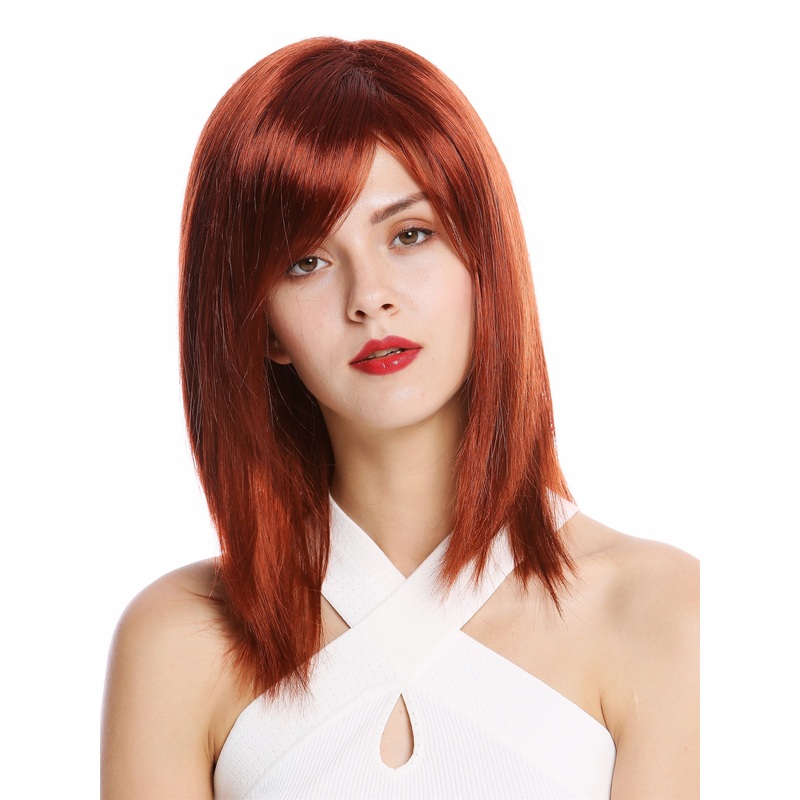 Lady Wig women shoulder-length fringe parting straight red copper GFW2472