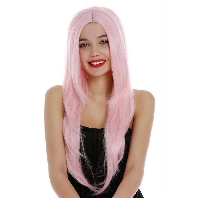 Lady Wig women very long parting layered straight sleek light pink Fairy 3217