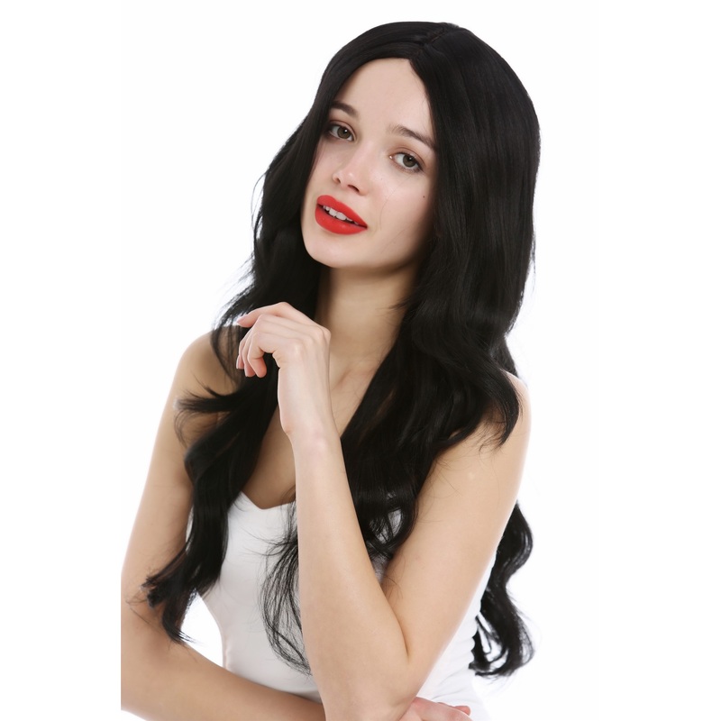 Lady women wig long wavy parting blac small monofilament RGF-5905LD