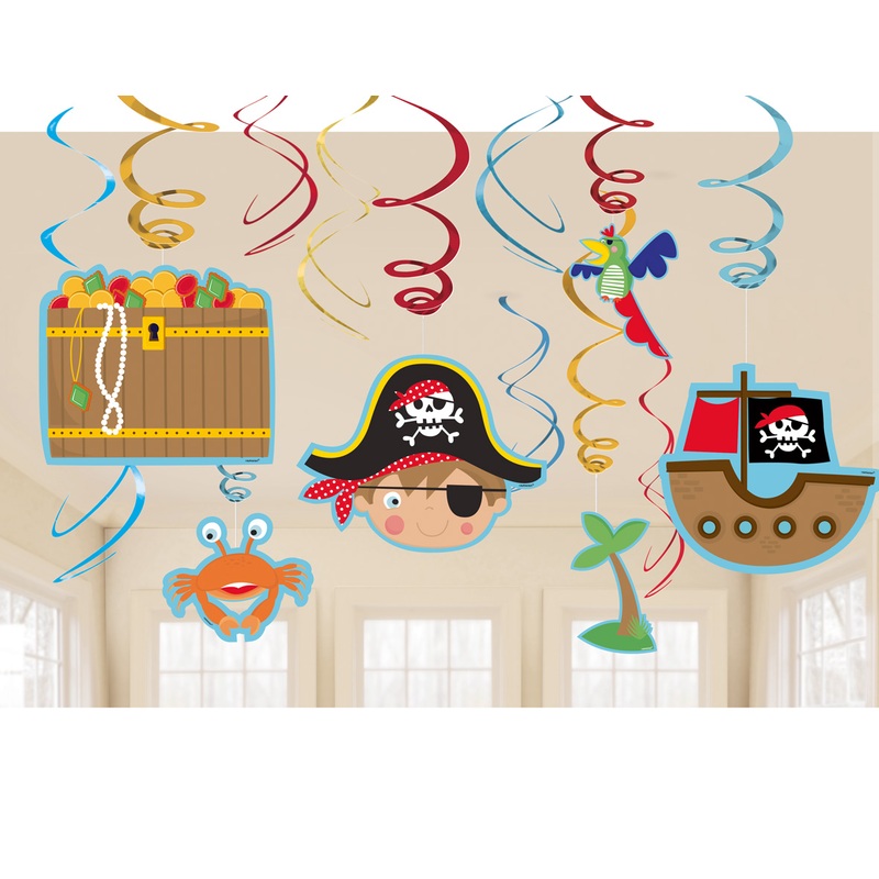 Little pirate tommy on treasure hunt swirl hanging decoration