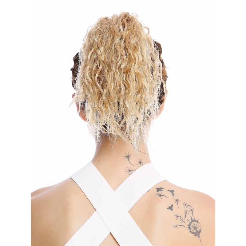 Ponytail Hairpiece short voluminous curled kinks golden blonde N67A