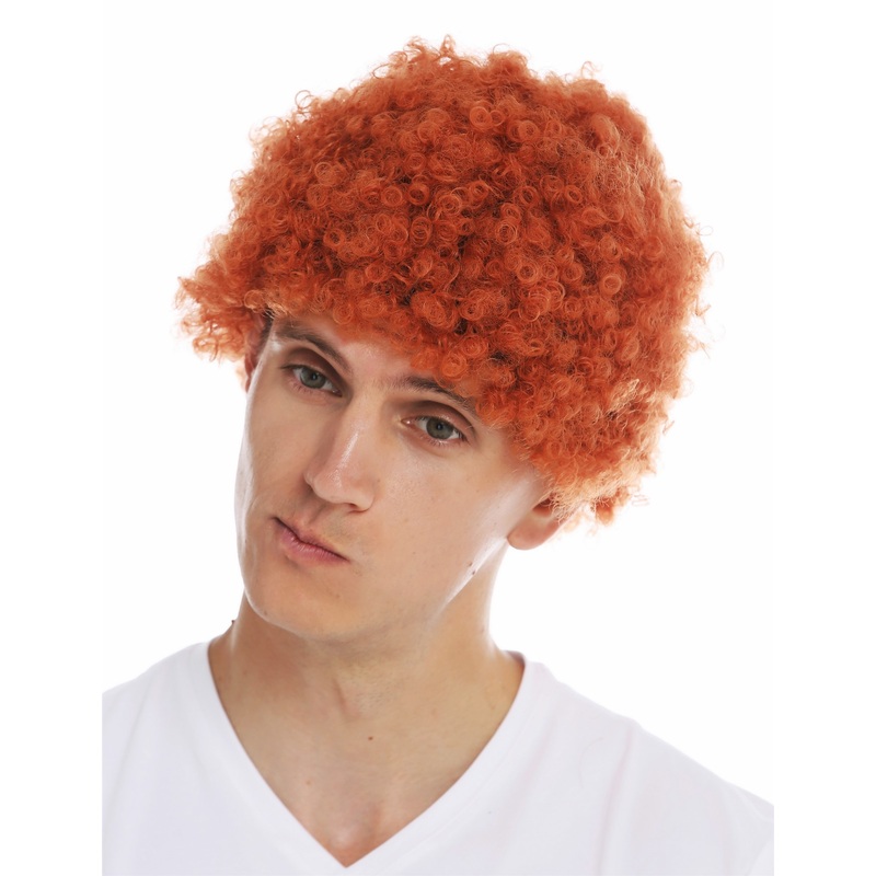Wig woman man Halloween carnival short thick afro frizzy curls red MMAM-9M
