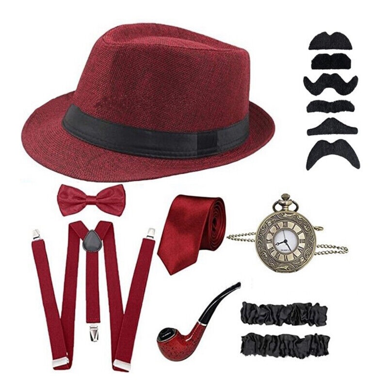 1920’s Men’s Vintage Accessories Set – Red