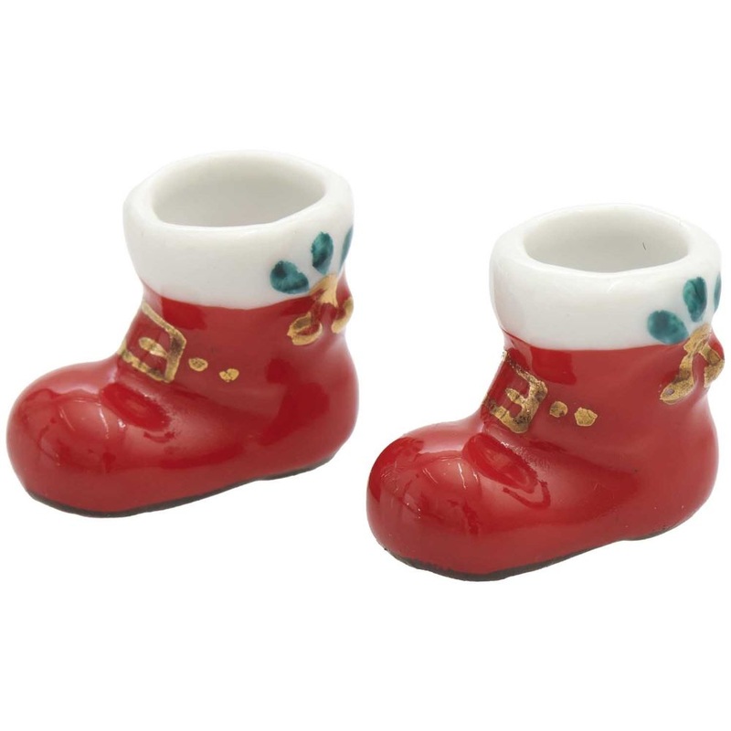 2 miniature Santa Claus boots 2 x 2cm