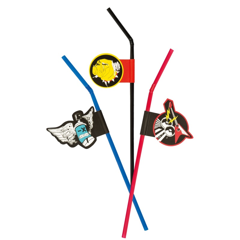 6 party zone straws colored