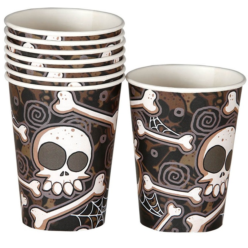 8 Skeleton Festival paper cups 200ml