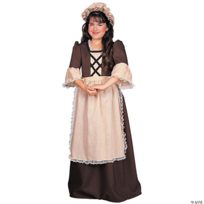 Colonial Girl Child Costume Brown  Small