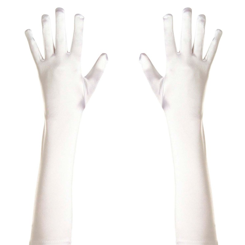 Elegant satin gloves Diana white 43cm