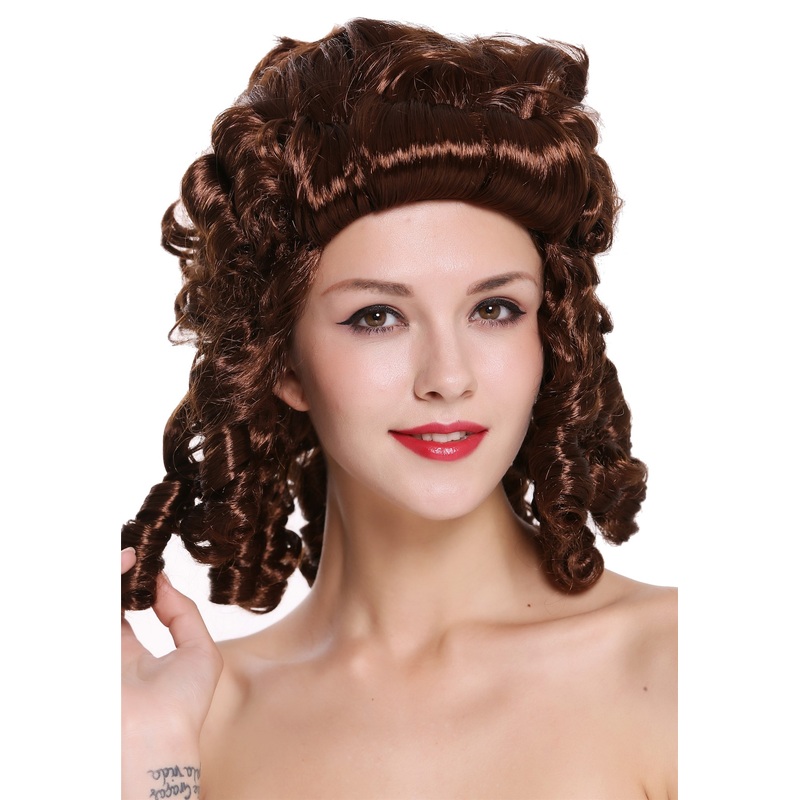 Lady Party Wig Baroque Colonial Era Belle mahogany brown curls ringlets  91022