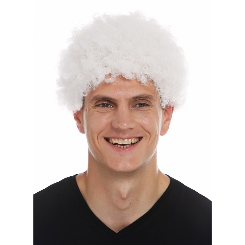 MMAM-9M-K20Y wig carnival men women short afro frizzy curly white