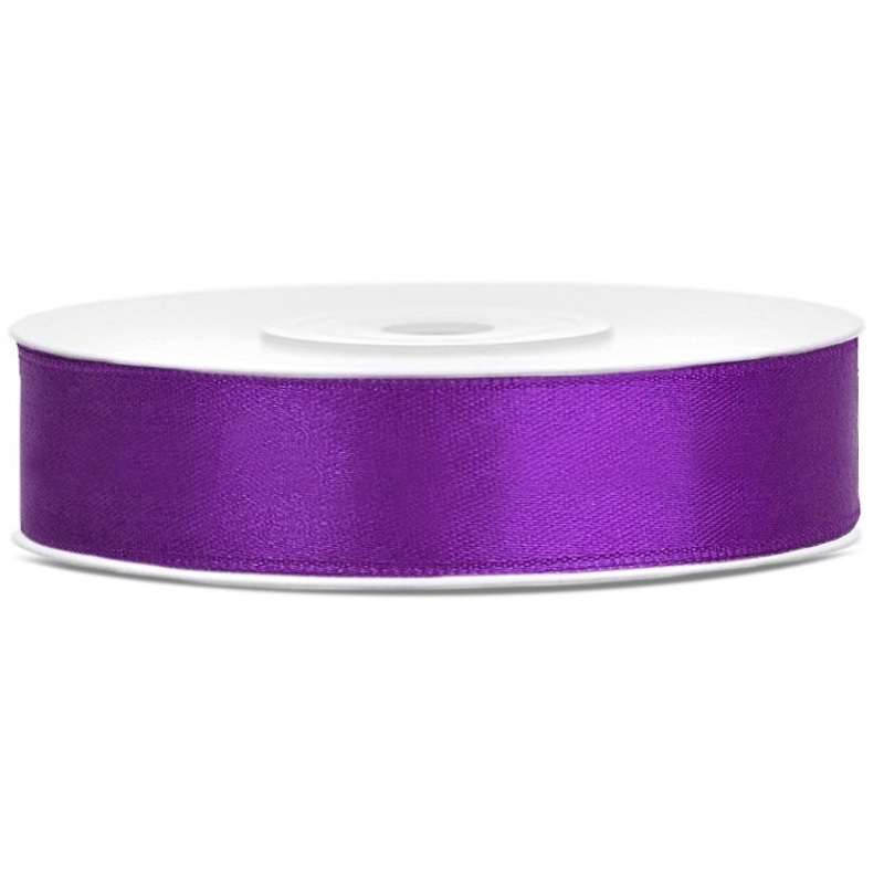 25m satin ribbon purple, 12mm wide
