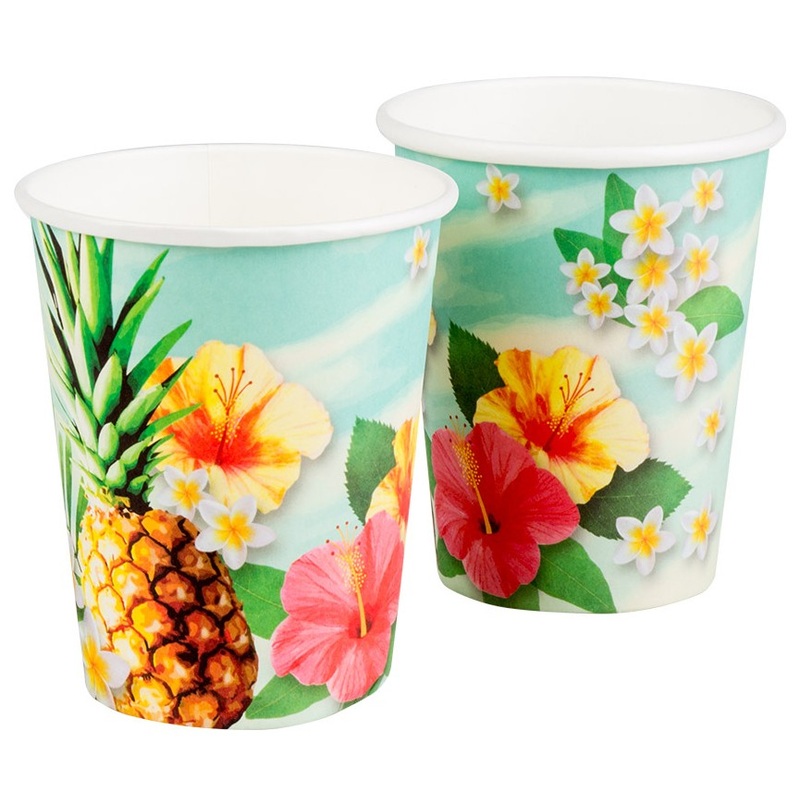 6 Hawaii Beach Party Paper Cups