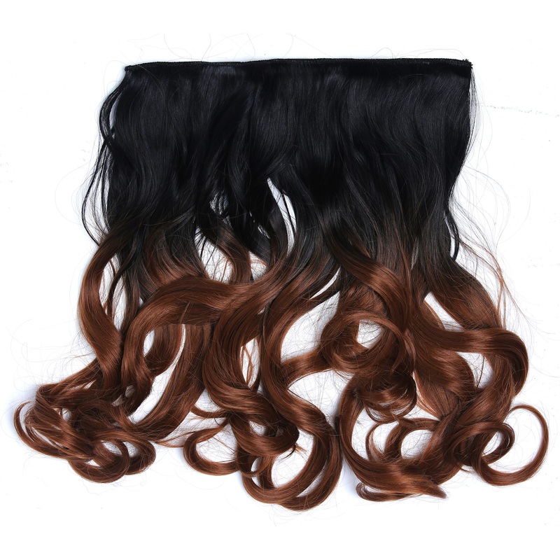 Clip-in hair extension 5 clips wide wavy ombre black copper brown CMT-863