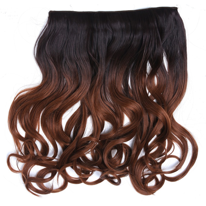 Clip-in hair extension 5 clips wide wavy ombre brown light copper brown CMT-863