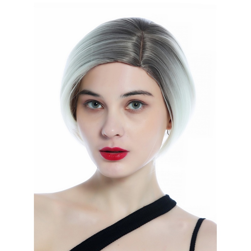 Ladies’ Wig women short smooth parting ombre dark blonde to platinum SZL0581