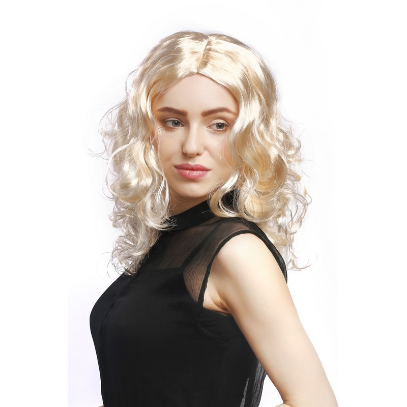 Lady Party Wig long very voluminous curly curls middle-parting blond XR-010-P88