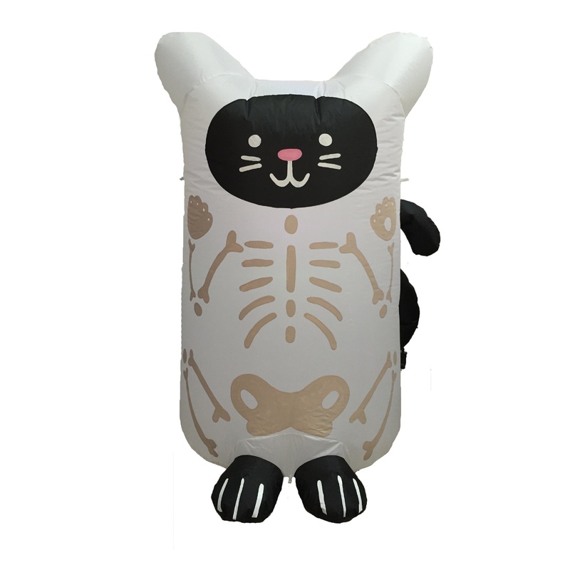 5FT Halloween Inflatable Ghost Cat Blow up Yard Decoration with Build-in LEDs