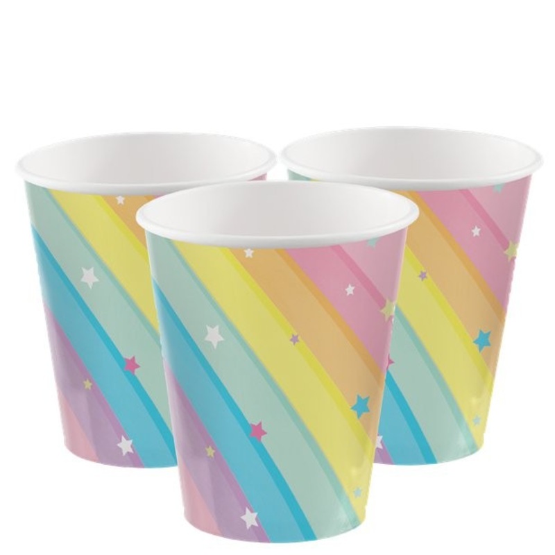 8 Magical Rainbow paper cups 256ml