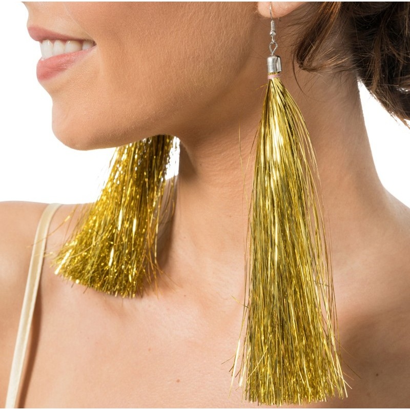 Earrings Gold-Fringe 17cm
