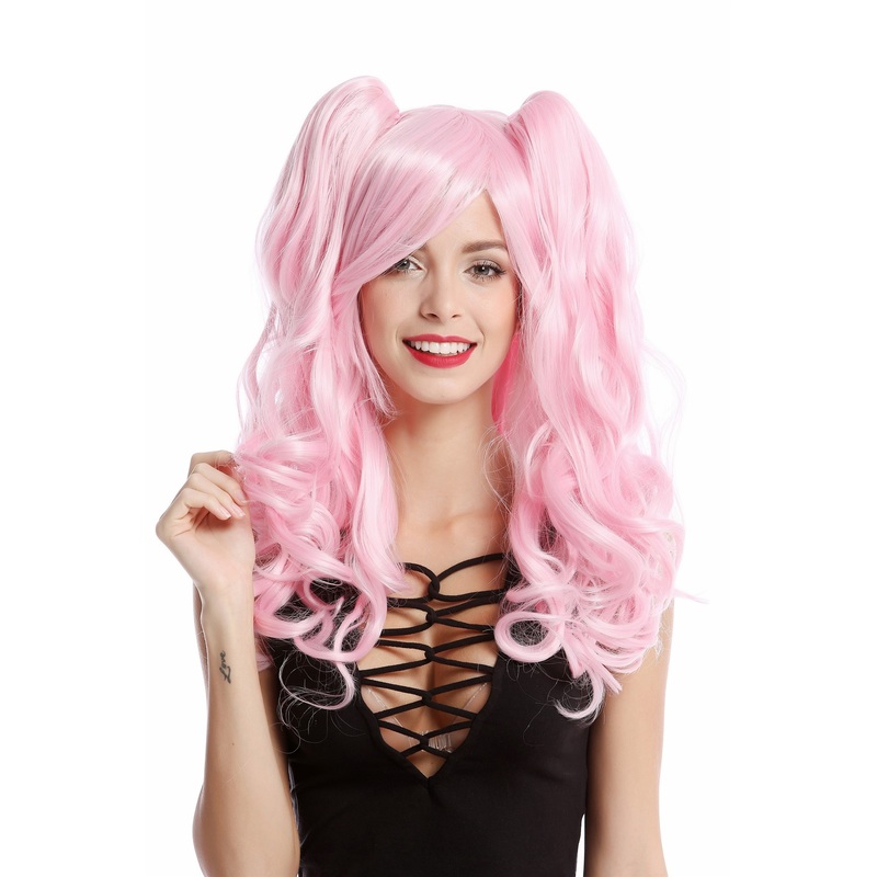Lady Cosplay Wig 2 removable pigtails ponytails long Gothic Lolita pink YZF-4379-TF2317