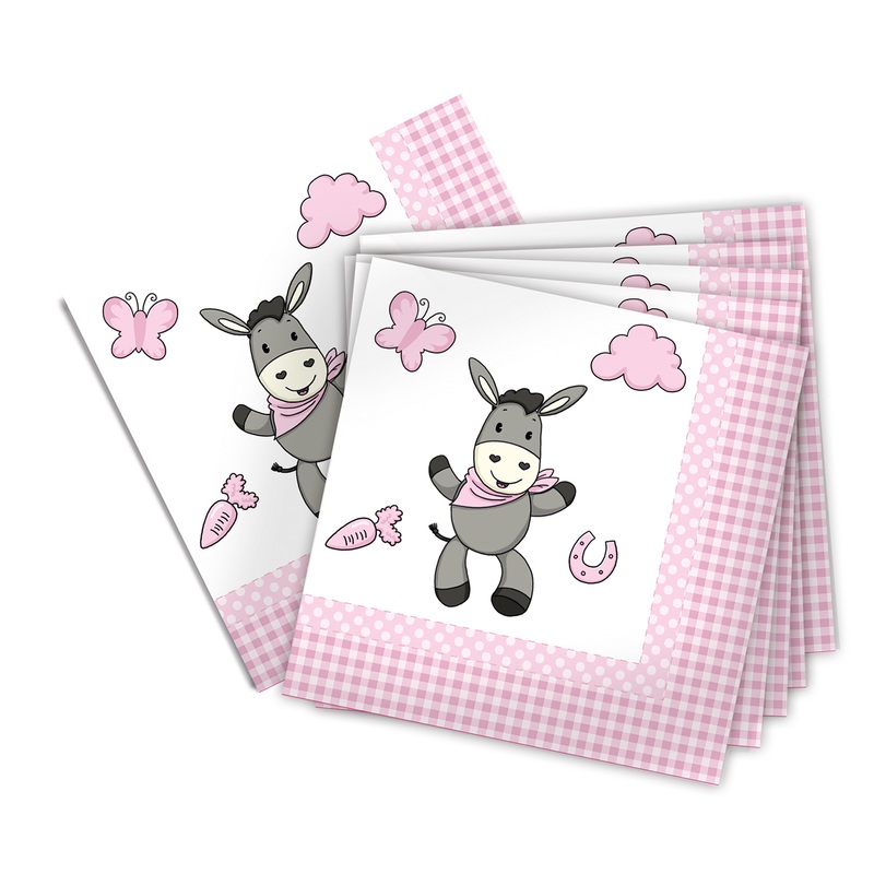 20 napkins Sweet Donkey pink 33cm