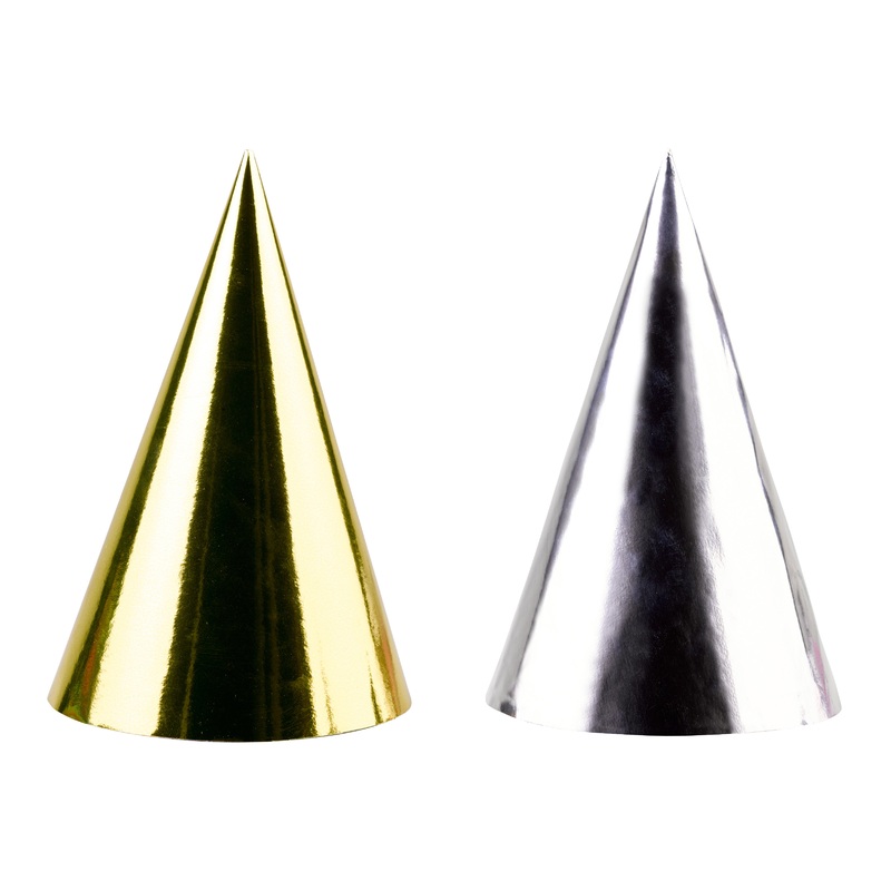 4 Golden Wishes party hats 17cm