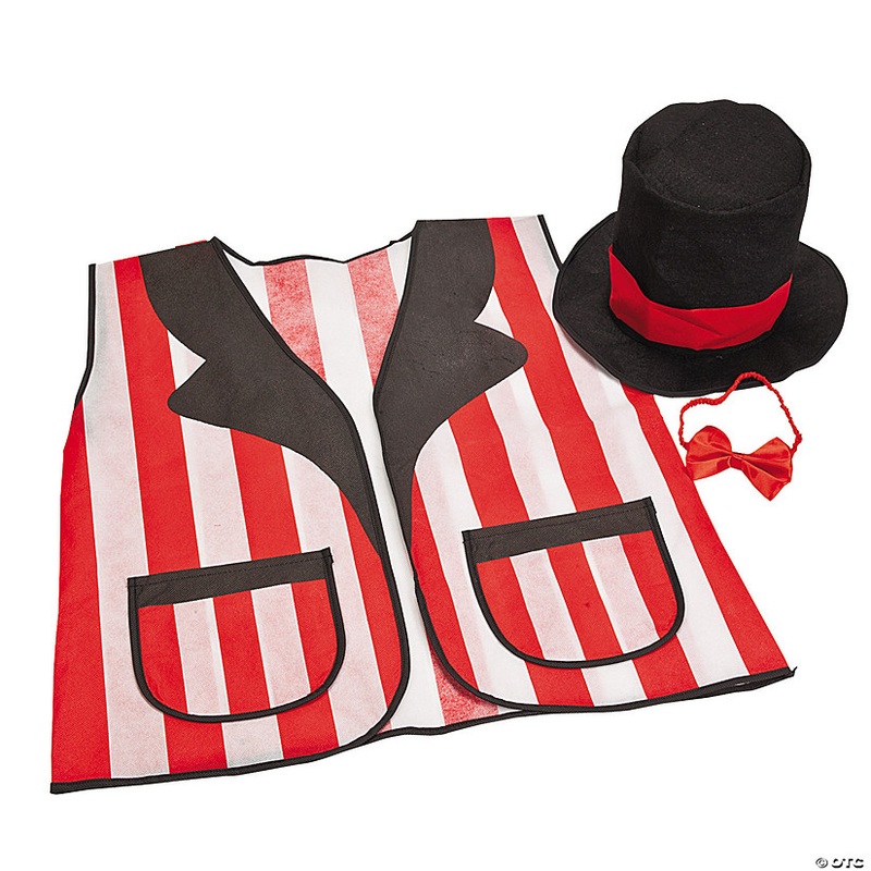 Adults Carnival Game Master Hat & Vest Polyester Costume Set – 3 Pc.