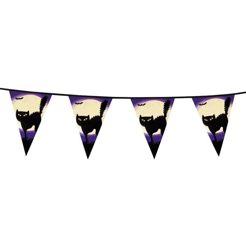 Halloween pennant chain with cat motif 600cm