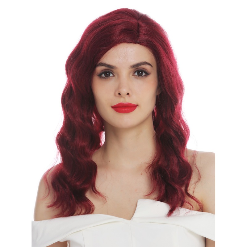 Lady wig long parting wavy waved classy 1930’s Hollywood diva garnet red VK-58
