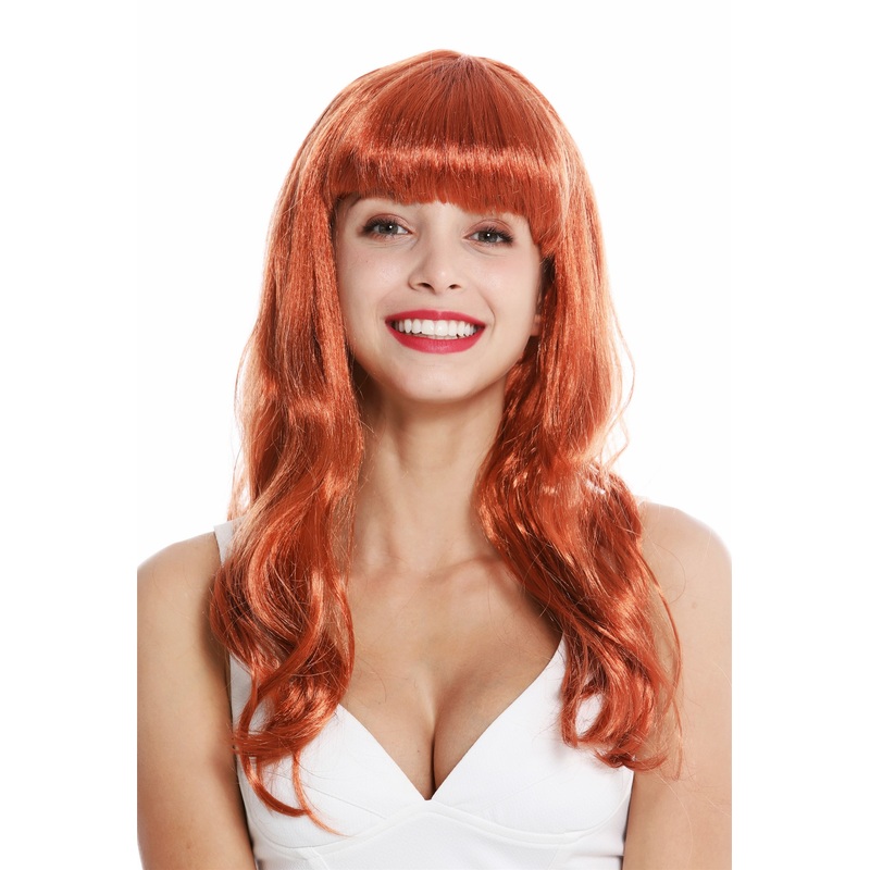 Women’s party wig long red fringe burlesque 50’s pin-up star Femme Fatale 90649