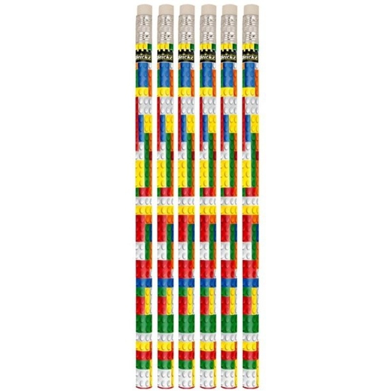 6 building block pencils