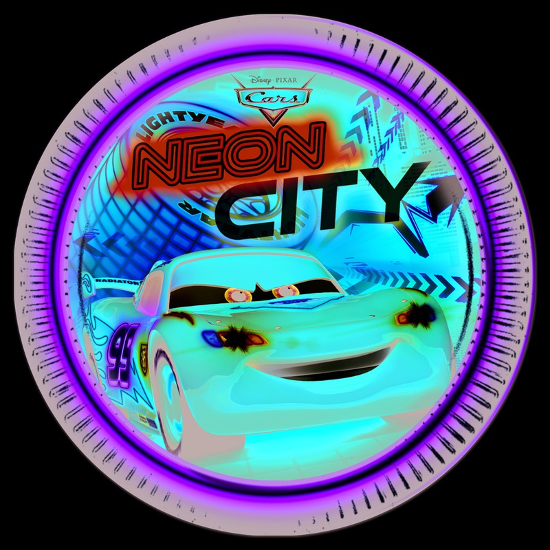 8 Cars Neon City paper plates 23cm