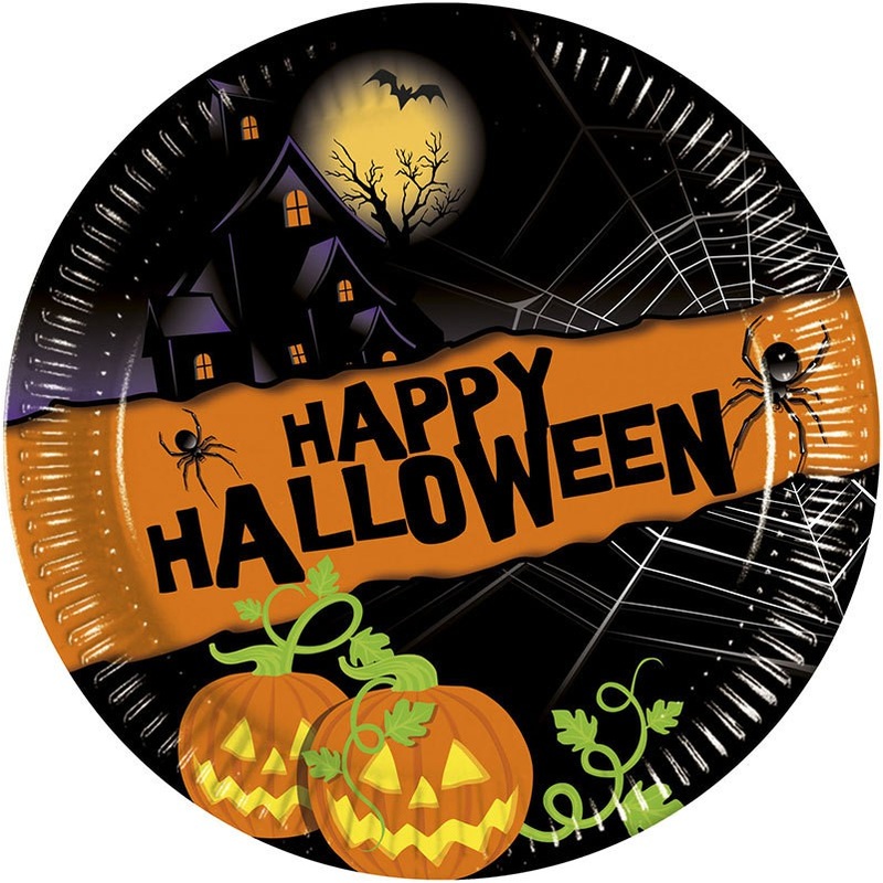 8 Happy Halloween paper plates 23cm